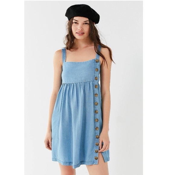 UO-Lindsay Button-Up Chambray Mini Dress